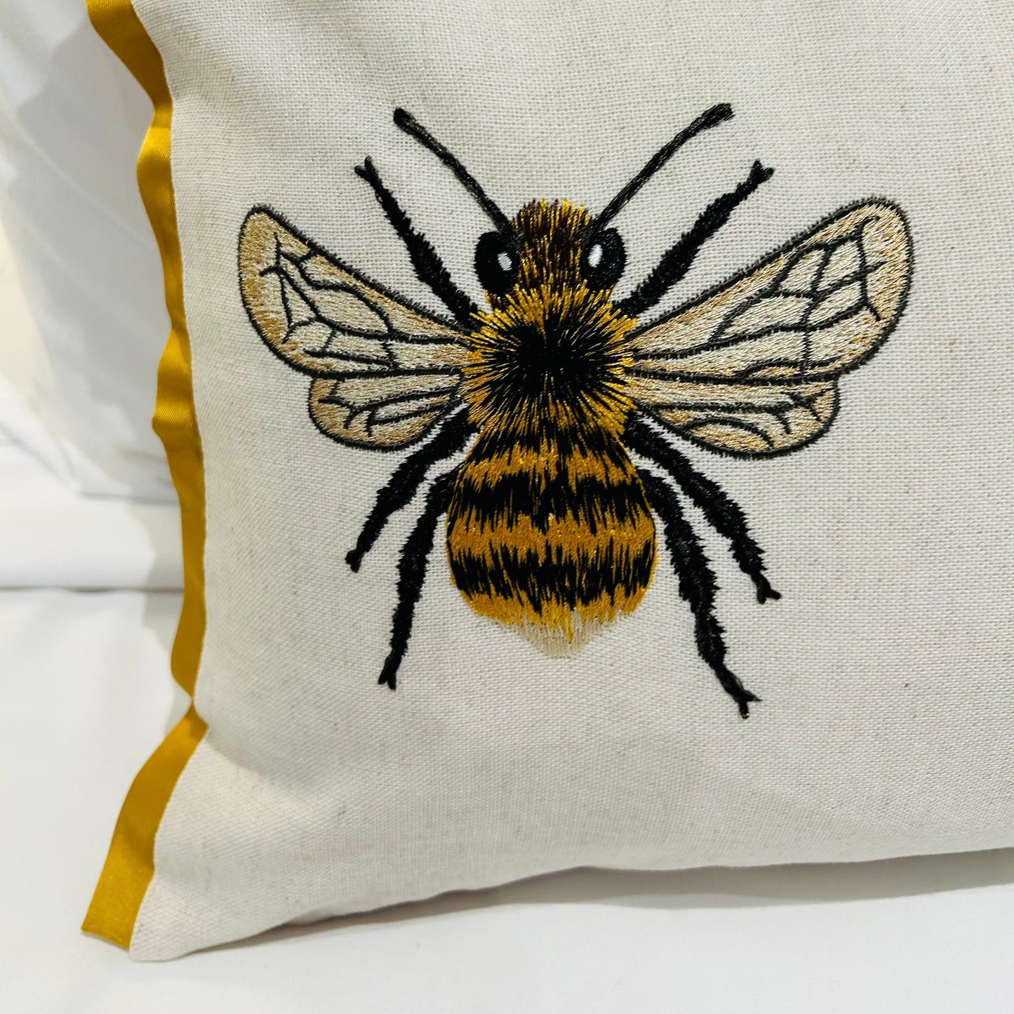 Embroidered Bee Cushion