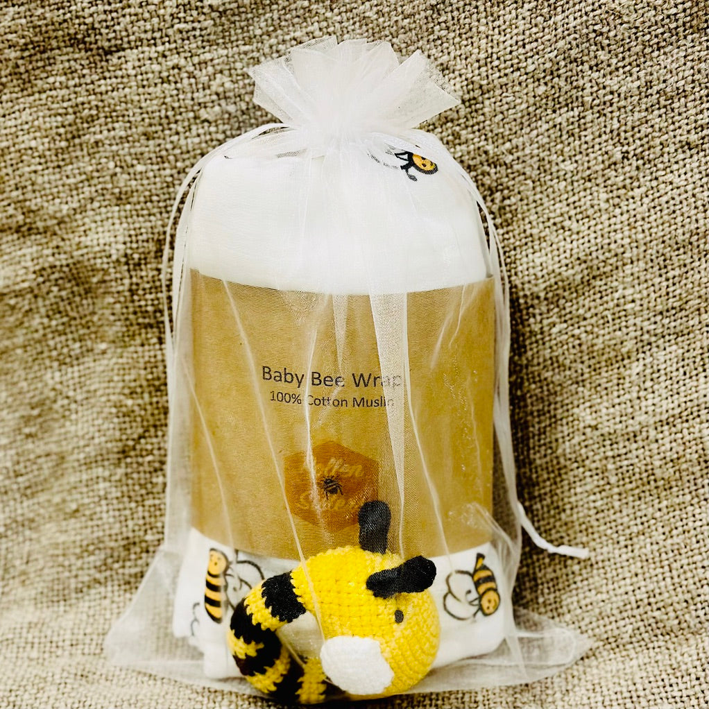 Baby Bee Wrap & Rattle