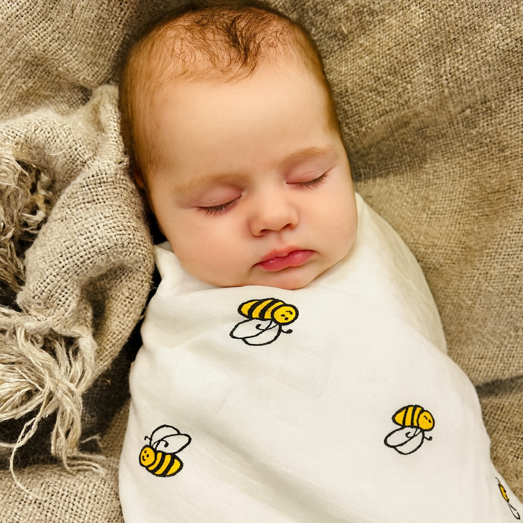 Baby Bee Wrap & Rattle